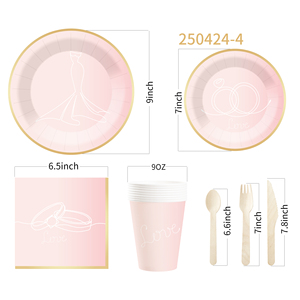 ชุดจานชามกระดาษลายรุ้ง DAMAI สำหรับงานแต่งงานและงานวันเกิด บรรจุ 8 ชิ้น - Product Image 6