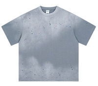 Camiseta de manga corta de gran tamaño 275GSM de alta calidad con logotipo personalizado de tela de algodón ropa de calle cuello redondo para hombre lavado ácido