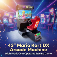 Máquina de Juegos de Carreras Arcade Mario Kart DX de 43 Pulgadas, Operada con Monedas, con Luces LED, Asiento de Carreras, Simulador de Conducción