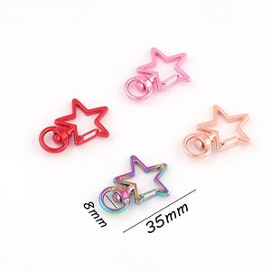 Colorful Alloy Star Shaped <b>Key</b> Chains Lobster Clasps <b>Key</b> <b>Rings</b> DIY Making Craft Jewelry Keychain Accessories Star Keychain Clasp - Product Image 5