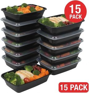 500 650 750 1000 ML Hot Selling Transparent/Black Rectangular Disposable Plastic Food <b>Container</b> Lid PP Microwaveable Lunch Box - Product Image 2