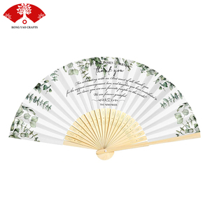 Bán buôn tùy chỉnh màu trắng bắt chước lụa tay Fan bắt chước lụa vải tre cầm tay gấp fan hâm mộ cho Bridal Wedding party Favor - Product Image 2