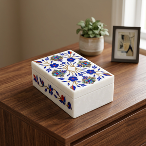 Boîte à bijoux décorative moderne de qualité supérieure, fabriquée en Inde, en nacre, avec motifs floraux, design exquis, par Stonecrafts International - Product Image 1