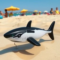 Bestseller transfrontalier : Jouet gonflable de piscine en forme de requin de dessin animé, réaliste, à chevaucher, flottant sur l'eau, en PVC, Spécification 130