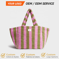 Sac en tissu éponge jacquard rayé personnalisé OEM ODM, sac léger en tissu éponge, sac fourre-tout portable en tissu éponge pour les voyages, les activités de plein air et le quotidien