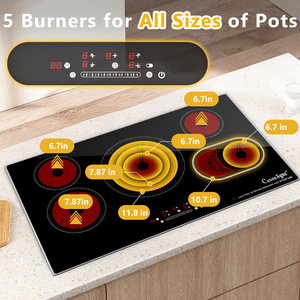 Doopen 36 In Built-In Electric Cooktop 5 Burners Smooth <b>Ceramic</b> Touch Control Household Stove - Product Image 3
