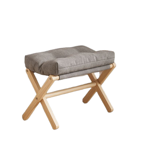 Modern Folding Foot <b>Stool</b> with Thick Foam Cushion Wood X Legs Padded for Hotel Apartment <b>Bedroom</b> Living Room - Product Image 1