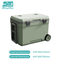 Glacière portable JDA 45L avec roues et poignée, boîtes isothermes en mousse PU et coque en PE pour le camping, les camping-cars, la pêche, les caravanes, les voyages en plein air