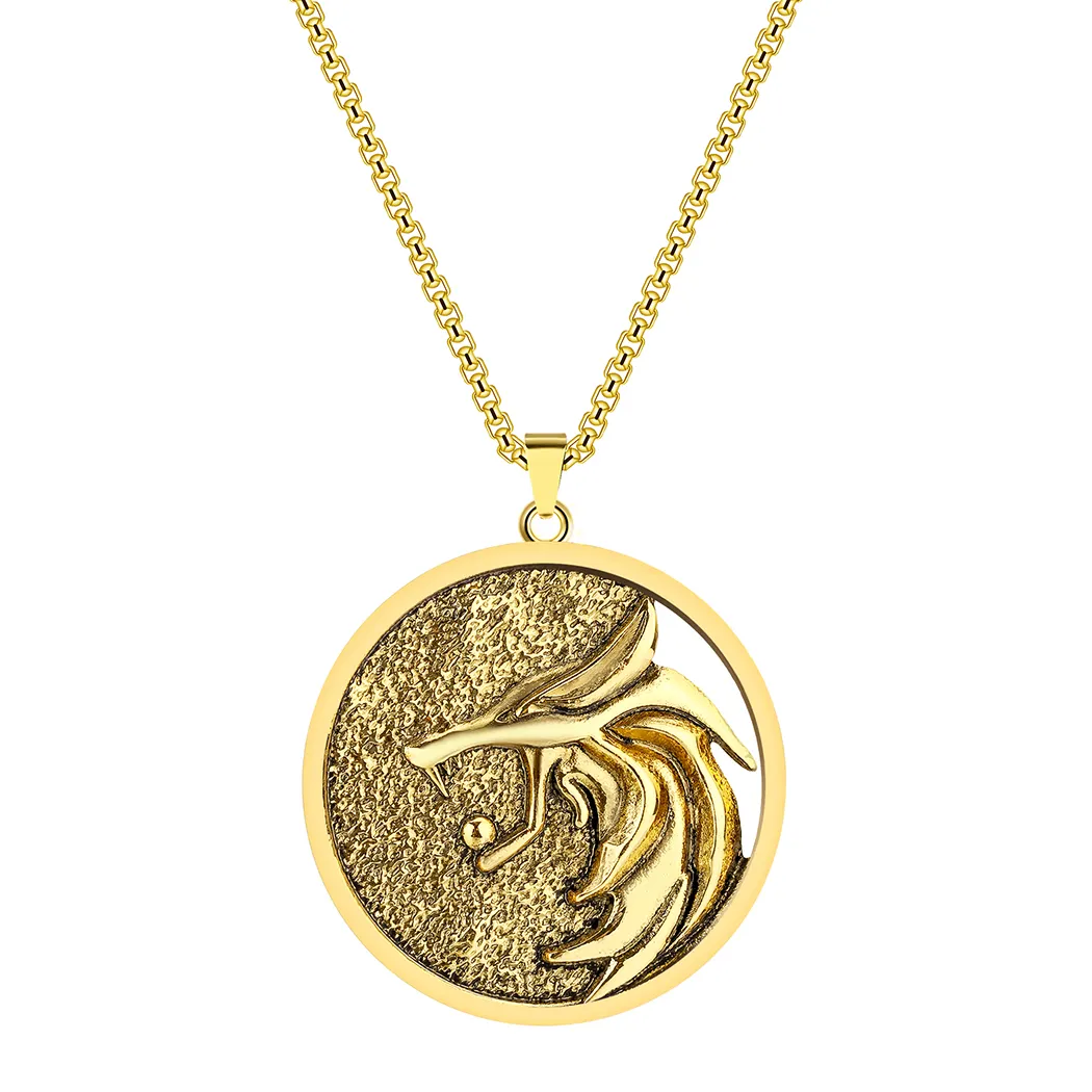 Серебряный медальон Ведьмака геральта ривии, подарочное ожерелье с белым волком, Мужская подвеска на день рождения, подарок Gwynbleidd