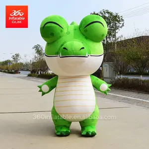 China Inflatable Factory Price High Quality Mascot Suit Cartoon Advertising Inflatable Frog Walking Costume Custom
