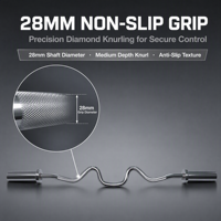 Barre EZ Curl 4FT 1200mm chromée pour musculation, poignée 28mm, manchon 2 pouces, 500LB, pour curls biceps et triceps, usage commercial en salle de sport