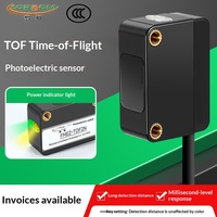 Sensor Fotoelektrik Time-of-Flight (TOF) Tipe Kotak Pengaturan Satu Tombol Deteksi Jarak Jauh 0-4 Meter Latar Belakang