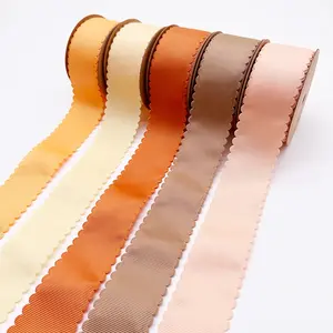 奢华批发丝带个性化1.5英寸波浪边罗缎丝带定制礼品盒设计师包装彩色丝带
