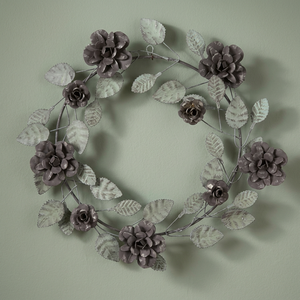 Corona Floral Metálica Vintage, Redonda, Decorativa, Hecha a Mano, Estilo Artesanal, Paquete Individual - Product Image 4