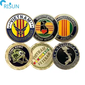 Monedas de desafío de veterano de la guerra de Vietnam de EE. UU. al por mayor, monedas de desafío de casco de Vietnam personalizadas, recuerdo conmemorativo