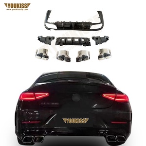 Accessori Auto parti del corpo labbro posteriore con punta per Benz <span class=keywords><strong>CLS</strong></span> W257 <span class=keywords><strong>C257</strong></span> aggiornamento CLS63 diffusore posteriore con tubo di scarico nero e argento - Product Image 1
