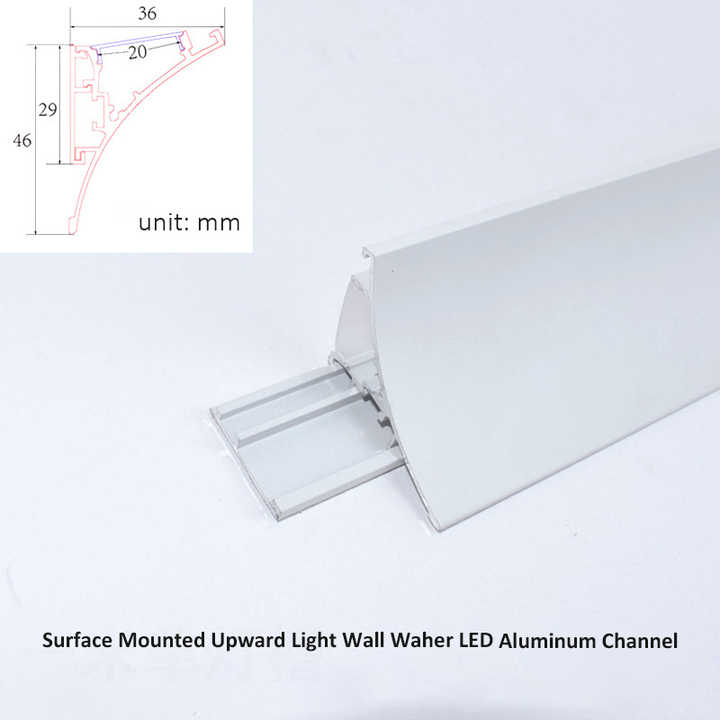 LED Aluminum Profile Linear Light for Gypsum Ceiling Free LED Wall Washer Upward Light Recessed for Drywall Soft Channel Corner