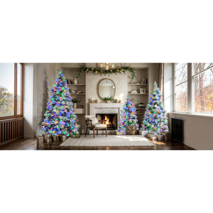 DB 6FT pré-éclairé épicéa neige floqué arbre de Noël arbre de Noël artificiel 403 branches conseils pommes de pin mélangé PE PVC pour décorations - Product Image 3