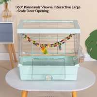 Grande Cage à Oiseaux Rectangulaire Transparente pour Perroquets, Nymphées et Agapornis - Fournitures pour Animaux de Compagnie
