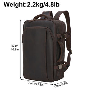 Sac à dos de voyage en cuir de buffle Crazy Horse, design vintage marron, grande capacité, nouvelle conception personnalisée - Product Image 2