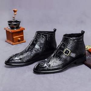 Botas de Cuero para Hombre con Diseño de Cocodrilo, Botas Martin de Cuero Genuino, Botas Cortas de Negocios con Cremallera para Hombre - Product Image 6