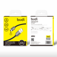 Câble de charge rapide USB Type C 2.4A en nylon tressé portable Budi, court (1m/2m/3m), compatible avec les téléphones mobiles 15/16