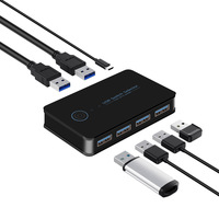 Commutateur KVM USB 3.0 à 2 ports partagés avec 4 ports USB 3.0 Sélecteur de commutateur pour PC portable Clavier Souris Imprimante Accessoire Audio Vidéo