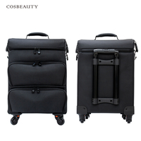 KONCAI Nouvelle Valise à roulettes professionnelle pour maquillage et manucure, Trolley de rangement pour cosmétiques