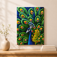 Kit de Peinture Diamant 5D KS Craft Motif Paon, Écologique, Art Diamant Spécial DIY, Décoration Murale Oiseau Coloré, Cadeau
