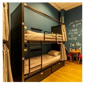 JZD Factory Modular Hostel Sleeping Pod Single Size Bunk Bed Capsule Hotel Double Bed