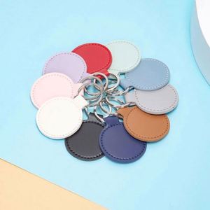 Custom Logo <b>Small</b> Leather Accessories Gift Round Shape Keyrings Custom Made Leather Key Holder PU Leather Keychain for PROMO - Product Image 2