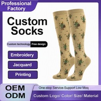 Chaussettes de compression sportives imprimées sur mesure, chaussettes de course respirantes à motif géométrique pour hommes et femmes