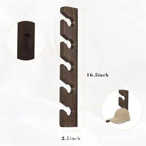 Support mural transfrontalier en bois massif pour casquettes de baseball et planches à roulettes, étagère de rangement murale pour entrée - Product Image 4