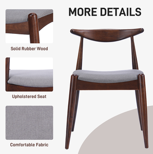 Set of 2 Modern Eco-Friendly <b>Dining</b> <b>Chairs</b> with Ergonomic Backrest & Comfort Cushions Polyester <b>Walnut</b>+Light Gray - Product Image 4