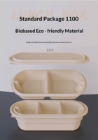 Conteneur alimentaire jetable de 1100 ml, épaissi, avec couvercle, en PP et amidon de maïs, biodégradable, compatible micro-ondes, boîte bento à emporter