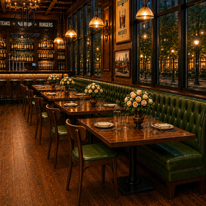 Set di Mobili Commerciali Ron Group: Sgabelli da Bar, Sedia in Pelle, Tavolo Quadrato in Legno Massello, Sedute Imbottite <span class=keywords><strong>per</strong></span> Ristoranti - Product Image 1