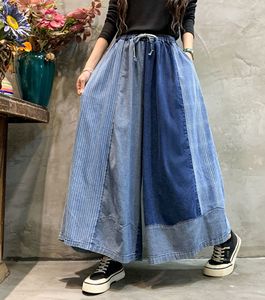 Pantalones Vaqueros Anchos Casuales con Estampado de Moda 2026 al por Mayor, Novedad de Primavera, Estilo Personalizado con Bloques de Color, Culottes de <span class=keywords><strong>Talla</strong></span> <span class=keywords><strong>Grande</strong></span> Desgastados - Product Image 2