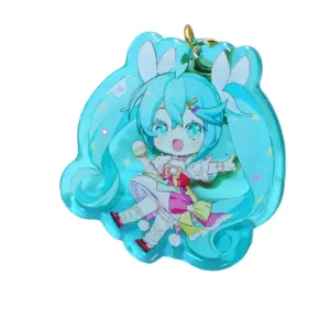 Personalized Custom Acrylic Charm Holographic Pendant Promotional Gift Printed Epoxy Anime Keychain