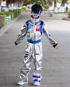 Costume d'astronaute pour enfants, garçons et filles, combinaison spatiale argentée, déguisement de fête d'Halloween pour enfants M094 - Product Image 6