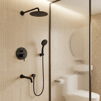 Système de douche avec bec de baignoire, ensemble de douche de pluie pour baignoire, pomme de douche haute pression avec robinet