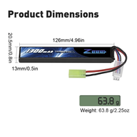 Zeee baterai isi ulang Aksesori Airsoft, baterai isi ulang 7.4v 1300mAh untuk senapan angin dan konektor Tamiya Mini