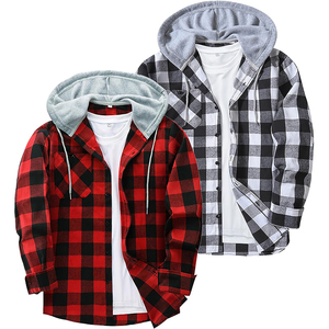 Camicia tascabile Casual di alta qualità da <span class=keywords><strong>uomo</strong></span> alla moda con cappuccio Plaid felpa di <span class=keywords><strong>flanella</strong></span> <span class=keywords><strong>in</strong></span> pile giacche - Product Image 1