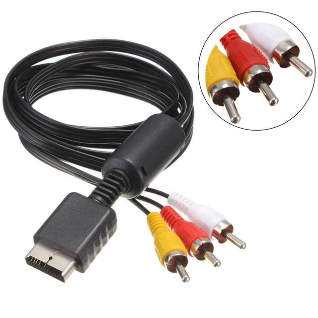 1.8M Multi Component Games Audio Video AV Cable to RCA for SONY PS2 PS3 PlayStation 5 3RCA AV Cable Console TV Game Computer