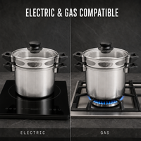 Vente en gros de casseroles à pâtes en acier inoxydable de 20 cm avec cuiseur vapeur, ensemble de 3 ustensiles de cuisine de 4 QT pour cuisinière à gaz et à induction