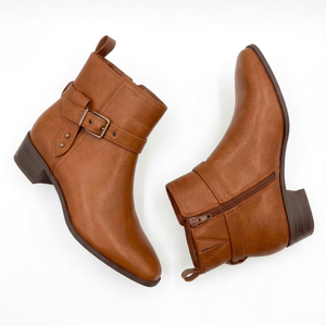 Botines Clásicos Retro de Plataforma de Cuero Genuino Marrón con Hebilla en la Puntera, Tacón Grueso y Suela de Goma Antideslizante para Verano y Otoño - Product Image 1