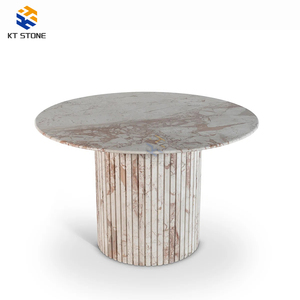 Mesas de Comedor de Mármol Estilo Nórdico, Mesa de Comedor Minimalista de Piedra Blanca con Patas de Madera para Salas de Estar Pequeñas - Product Image 4