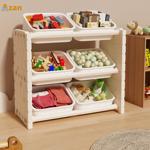 Étagère à livres pour tout-petits, unité de rangement pour jouets 2 en 1, organisateur pour enfants en HDPE avec bacs de rangement amovibles - Product Image 1