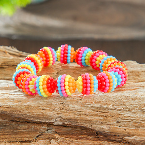 Rainbow Candy Color Acrylic Beaded <b>Bracelet</b> Elastic Cute Style Unisex Gift Fashion Jewelry 2025 - Product Image 3