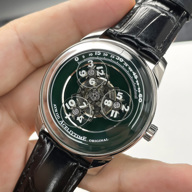 OEM Men's Fully Automatic Mechanical Movement Skeleton Dial Genuine Leather Strap Watch