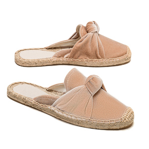 <span class=keywords><strong>Mules</strong></span> en <span class=keywords><strong>daim</strong></span> décontractées à nœuds pour femmes, légères, semelle en jute antidérapante, sandales plates d'été, espadrilles - Product Image 3